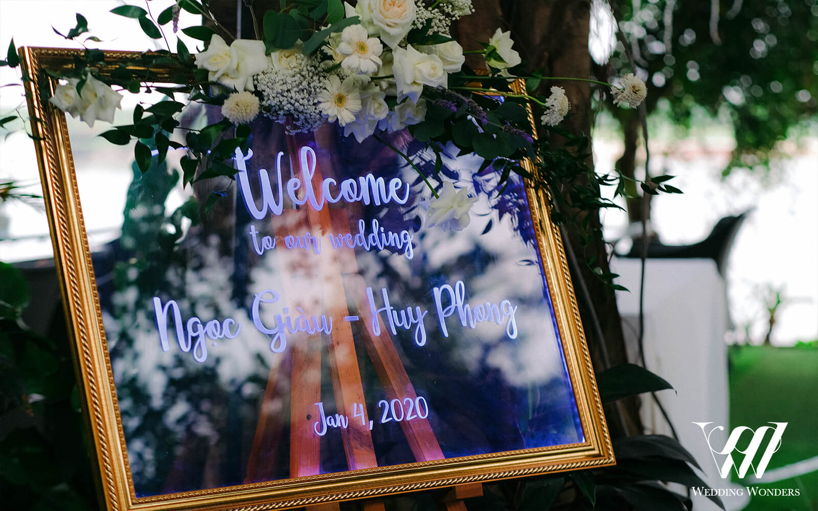 Bảng welcome tiệc cưới Giàu-Phong-Wedding Wonders Việt Nam